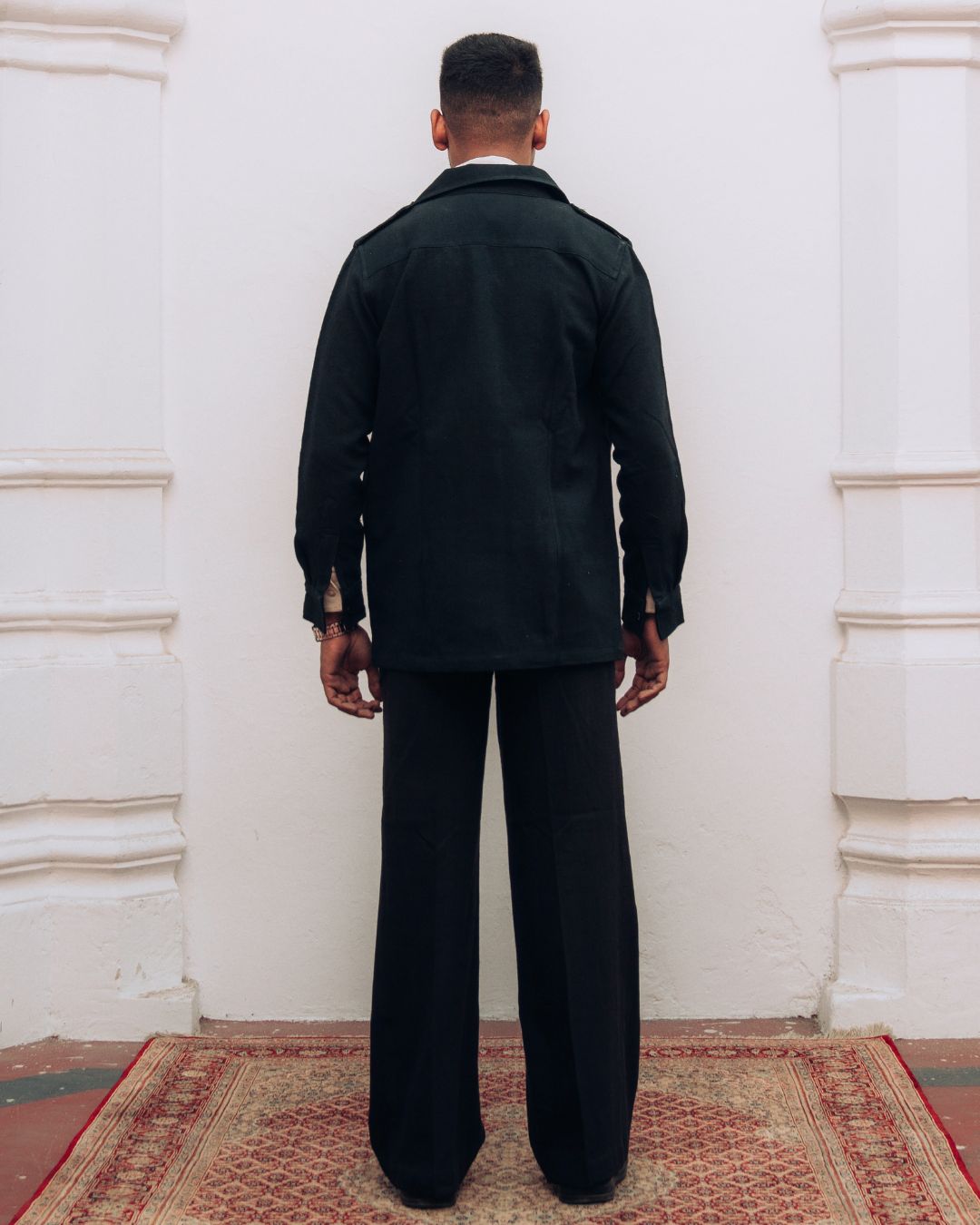 Sarmad Clothing collection by sukhanvar Mens Shacket jacket blazer Raahgir in Kala Cotton from kutch Bhujodi