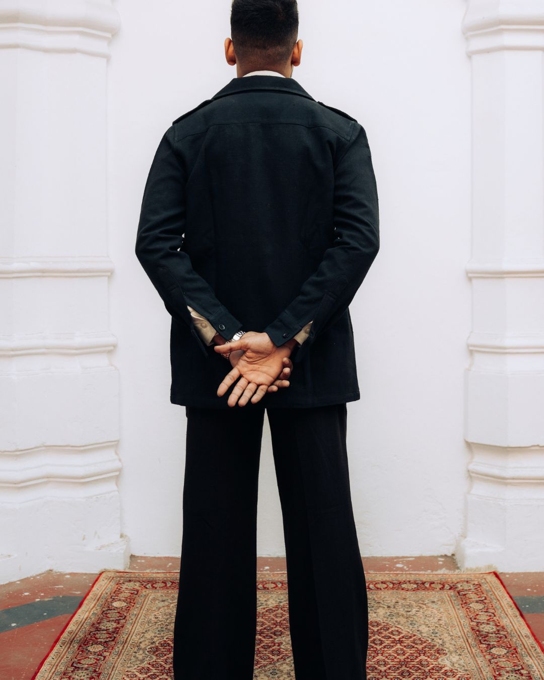 Sarmad Clothing collection by sukhanvar Mens Shacket jacket blazer Raahgir in Kala Cotton from kutch Bhujodi